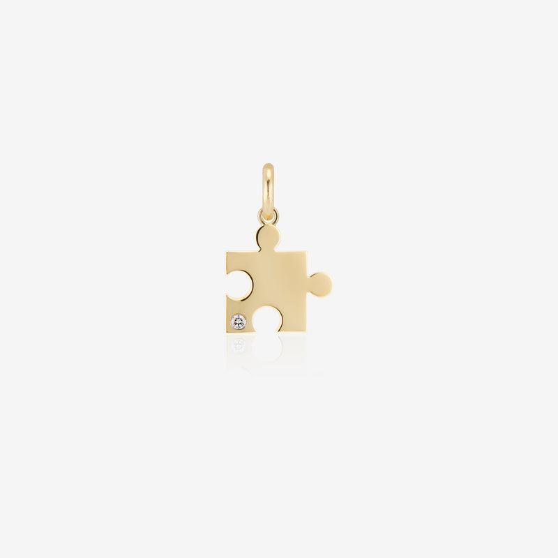 Mini Puzzle Charm with Solitaire Diamond