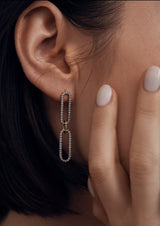 Pave Diamond Link Drop Earrings