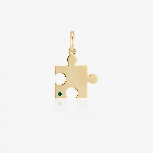 Puzzle Charm with Emerald