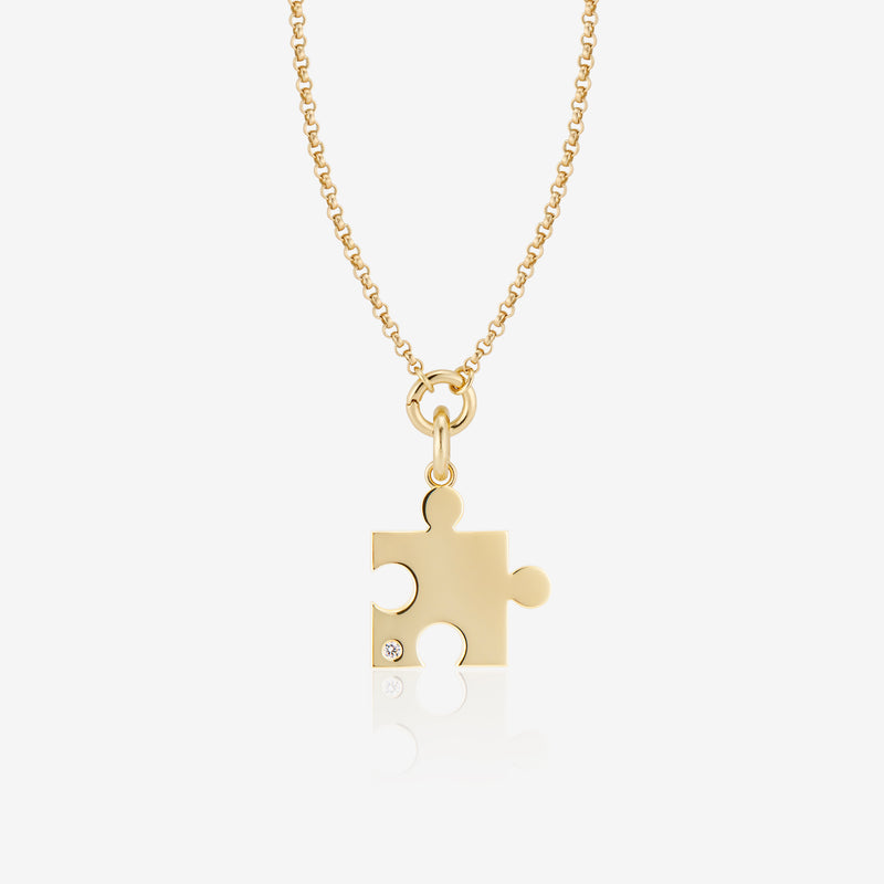 Mini Puzzle Charm with Solitaire Diamond
