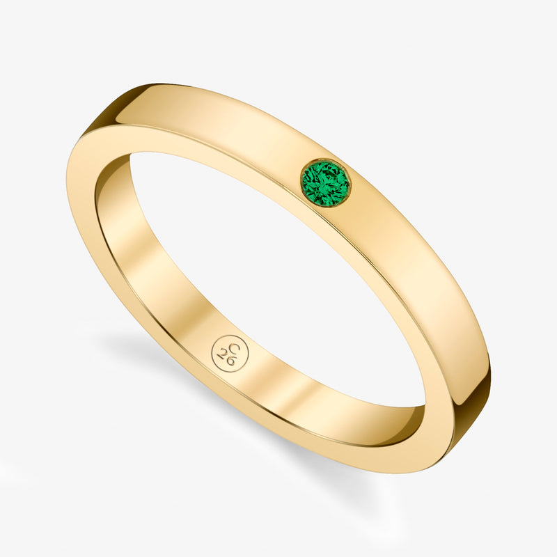 Selom Flat Band with Emeralds