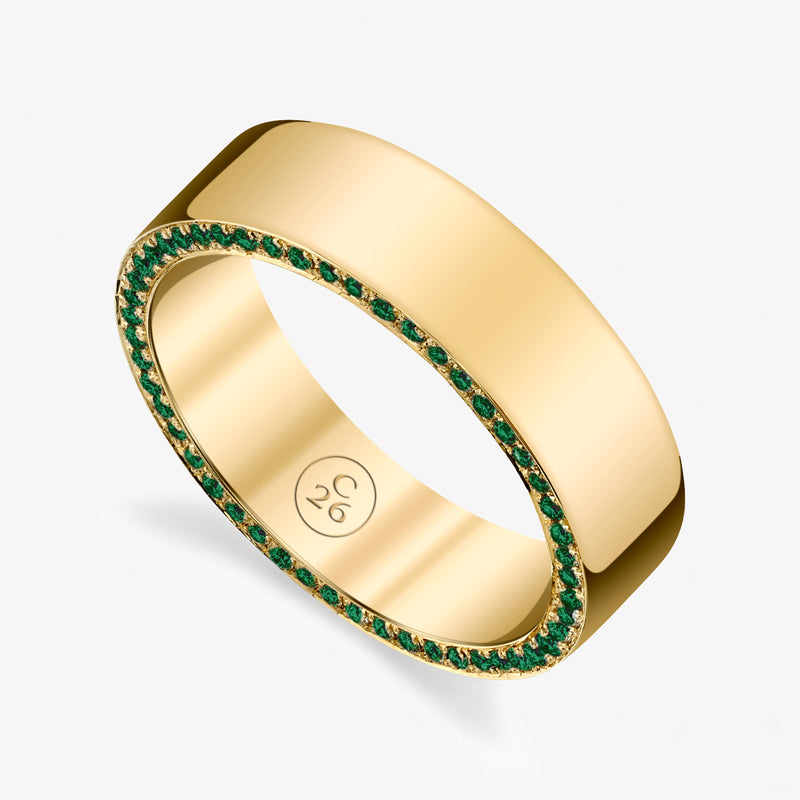 Grande Zoe Flat Band with Emeralds