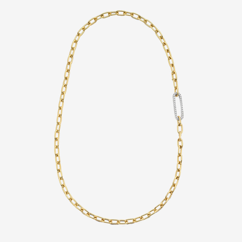 Classic Link Necklace with Pave Diamonds