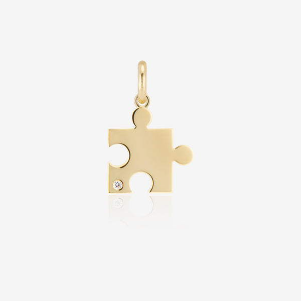 Puzzle Charm with Solitaire Diamond